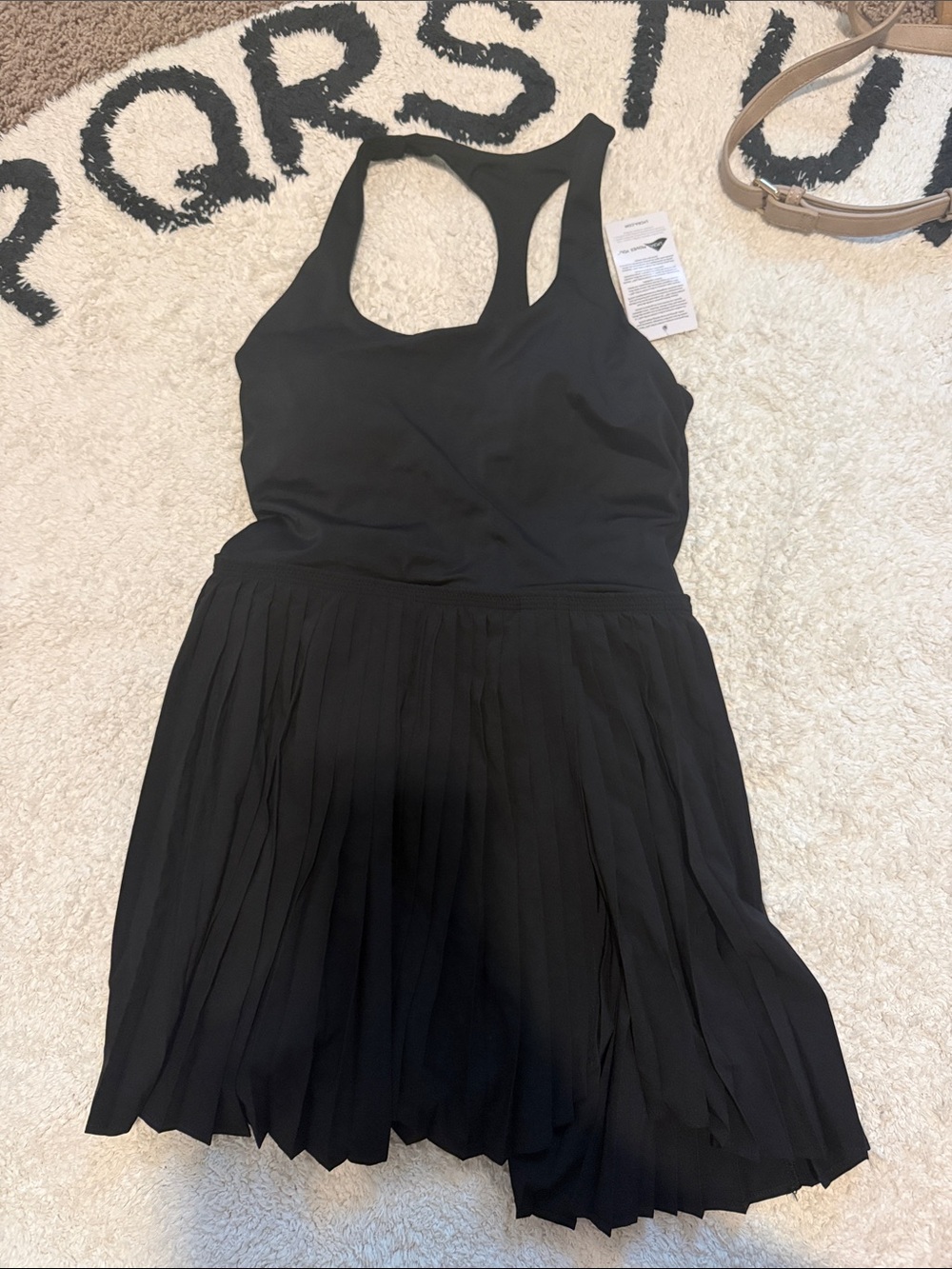 NWT Lands End tennis dress Black Pleated Racerback Dress
